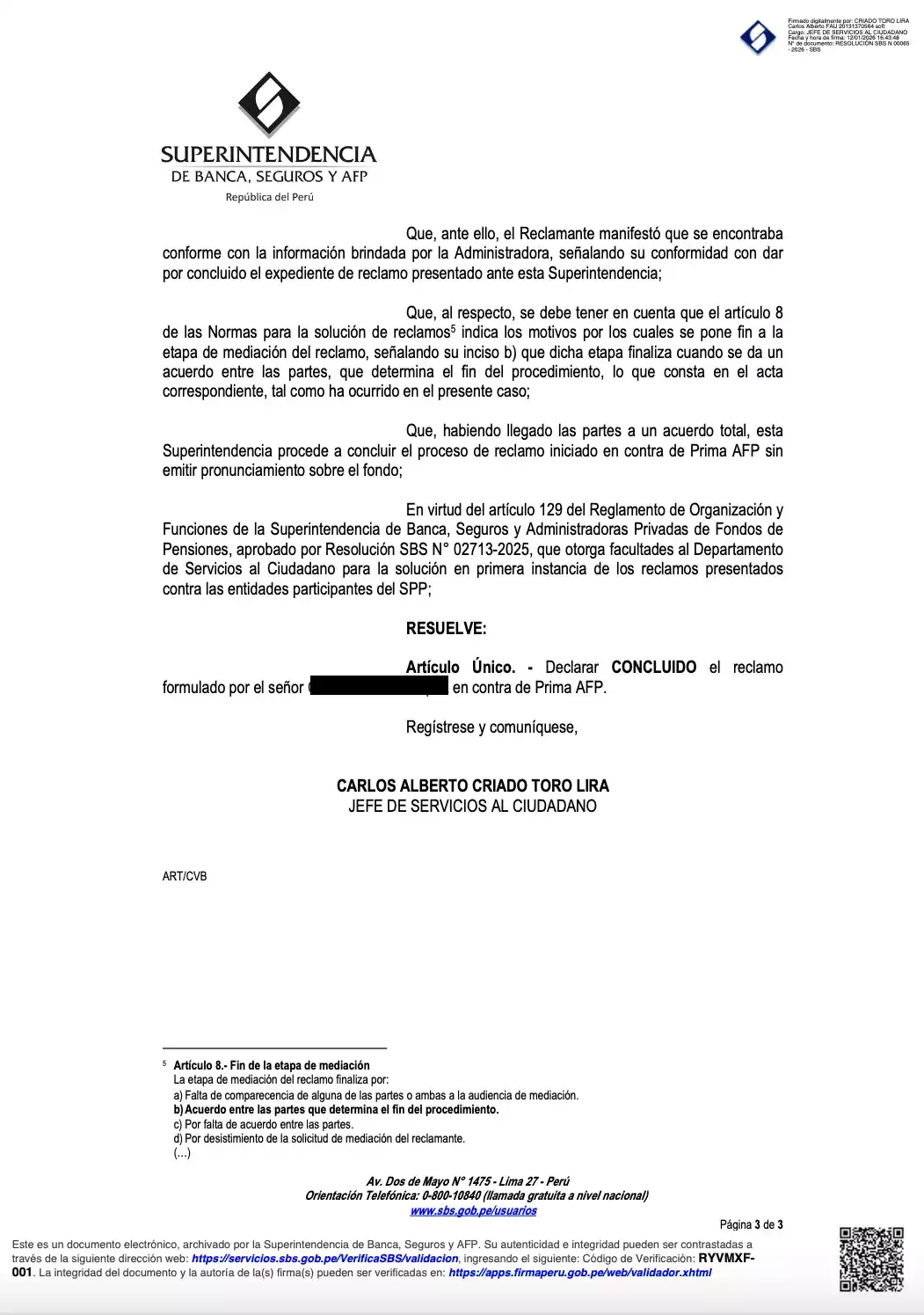 Resolucion SBS N° 00065-2026