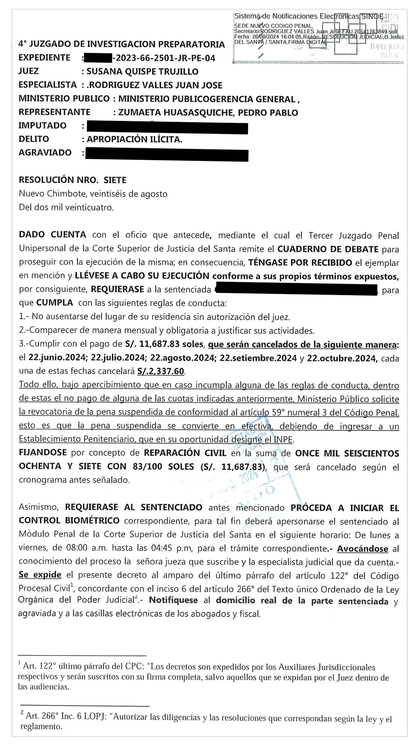 Resolución del Caso Penal por Delito contra el Patrimonio